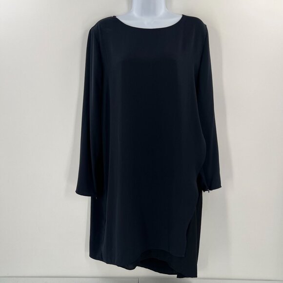 AllSaints 10 Black Roder Shift Dress Japanese Cloth Silk Viscose Minimalist - Picture 13 of 13